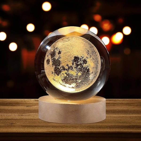 1 Pc USB LED Galaxy Crystal Ball Bedroom & Party Home Decor | Kids Birthday Gift (Moon Shape Only)